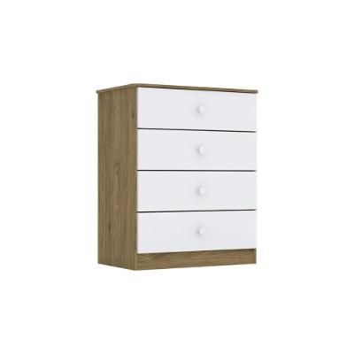 Cômoda Labirinto 4 Gavetas MDF com Puxador Plástico Branco Rústico