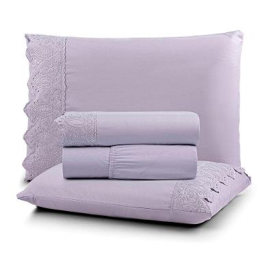 Jogo Cama Casal Cherry Bordado Inglês 4pç 100% Poliéster - Lilas