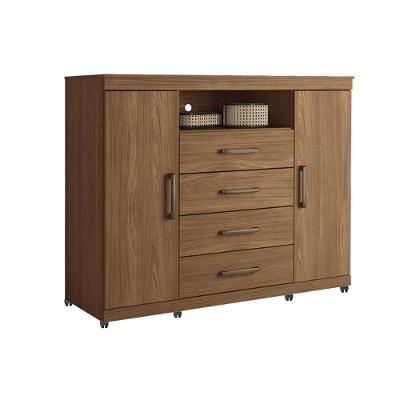 Cômoda Master 4 Gavetas em MDF com Puxador Plástico Branco para Quarto Sem Pés
