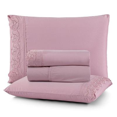 Jogo Cama King Cherry Bordado Inglês 4pç 100% Poliéster - Malva