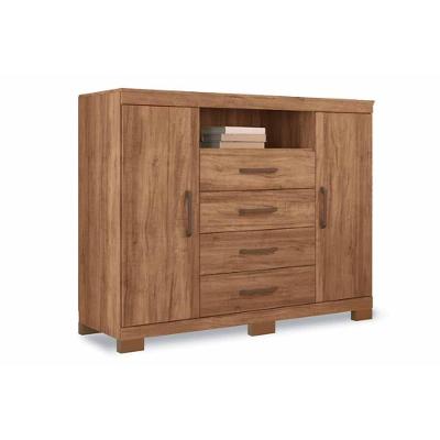 Cômoda Master 4 Gavetas em MDF com Puxador Plástico Branco para Quarto Reto