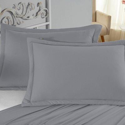 Porta Travesseiro Matelado Nobre 2 Peças Malha 100% Algodão - Cinza