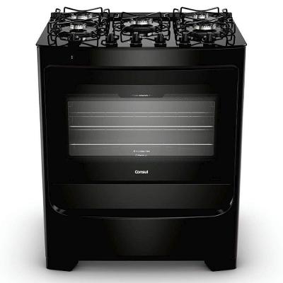 Fogão 5 Bocas Bivolt Com Mesa De Vidro Consul Preto Bivolt
