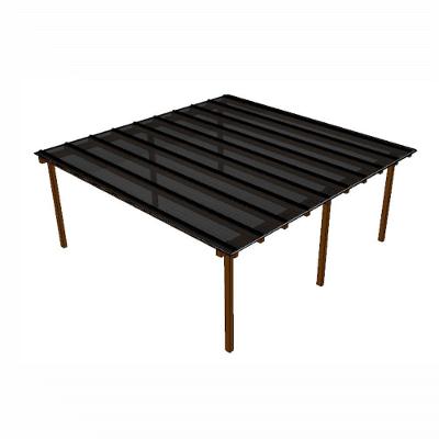 Kit Policarbonato Fume 4mm 6,00m X 6,00m - Perfis Pretos Fumê: 20% De Transmissão De Luz