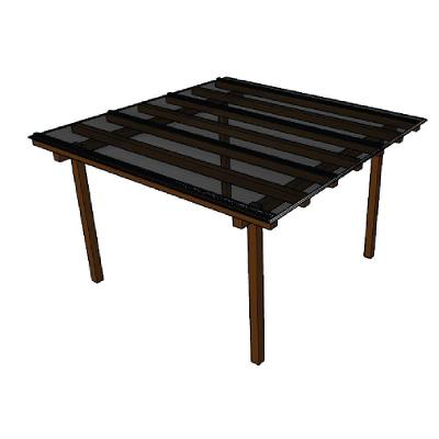 Kit Policarbonato Fume 4mm 3,00m X 3,00m - Perfis Pretos Fumê: 20% De Transmissão De Luz