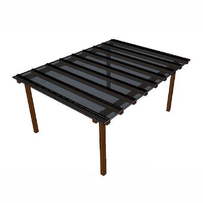 Kit Policarbonato Fume 4mm 4,00m X 3,00m - Perfis Pretos Fumê: 20% De Transmissão De Luz