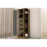 Armário Sapateira Quarto Duetto c/ 1 Porta c/ Espelho Rústico - Henn - 5