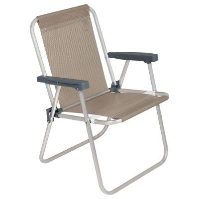 Cadeira De Praia Alta Lazy Em Alumínio Bege Bel Dobrável