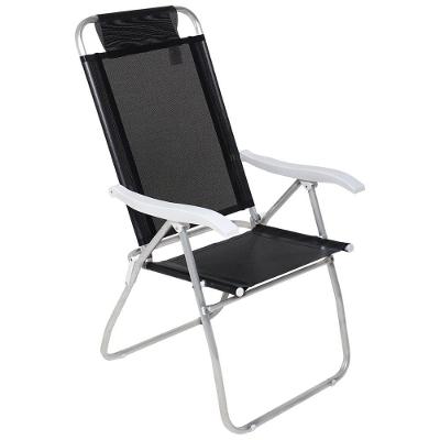 Cadeira De Praia Reclinável Prosa Mormaii Preta Bel Alumínio