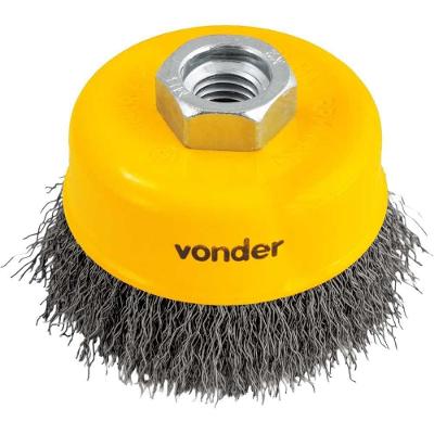 Escova Copo 3'' Rosca M14 12500rpm Aço Inox Ondulado Vonder