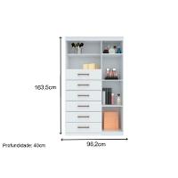 Cômoda de Quarto Marabá 1.6 c/ 1 Porta 2 Nichos e 6 Gavetas c/ Pés Ébano - Santos Andirá - 4