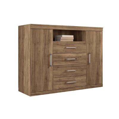 Cômoda Havana Master 4 Gavetas em MDF com Puxador Plástico Branco para Dormitório Reto