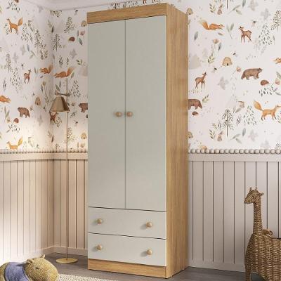 Guarda-roupa Infantil 62cm 2 Portas E 2 Gavetas Encanto Multimóveis Mp4446 Madeirado/off White Madeirado/off White