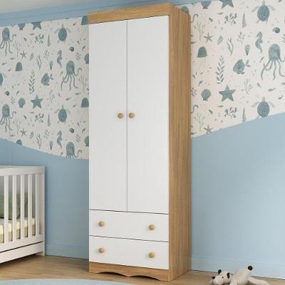 Guarda-roupa Infantil 62cm 2 Portas E 2 Gavetas Realeza Multimóveis Mp4451 Madeirado/branco Madeirado/branco