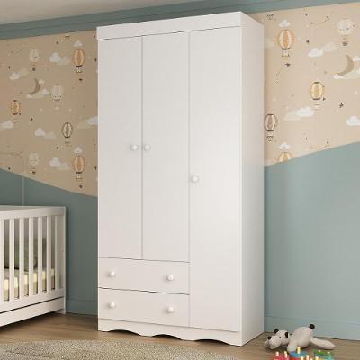 Guarda-roupa Infantil 92cm 3 Portas E 2 Gavetas Realeza Multimóveis Mp4452 Branco Branco