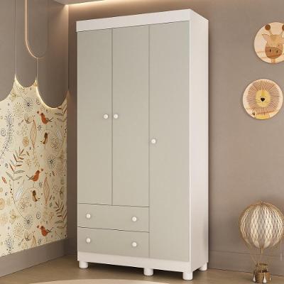 Guarda-roupa Infantil 92cm 3 Portas E 2 Gavetas Allegra Multimóveis Mp4442 Branco/off White Branco/off White