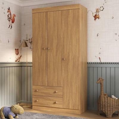 Guarda-roupa Infantil 92cm 3 Portas E 2 Gavetas Encanto Multimóveis Mp4447 Madeirado Madeirado