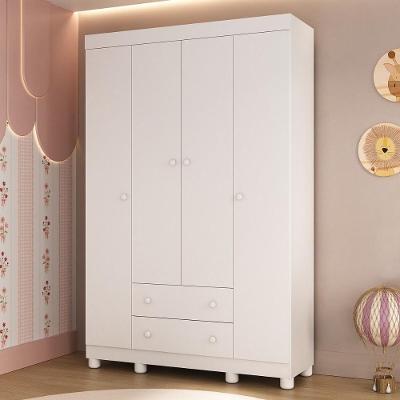 Guarda-roupa Infantil 122cm 4 Portas E 2 Gavetas Allegra Multimóveis Mp4443 Branco Branco