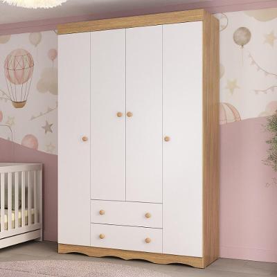 Guarda-roupa Infantil 122cm 4 Portas E 2 Gavetas Realeza Multimóveis Mp4453 Madeirado/branco Madeirado/branco