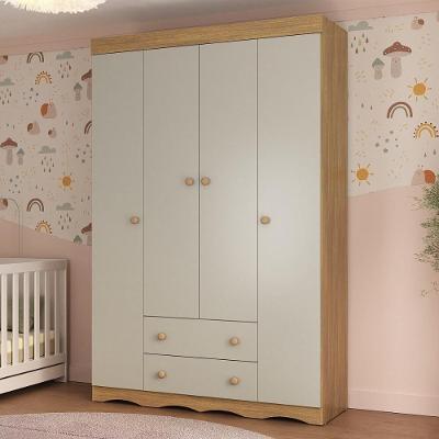 Guarda-roupa Infantil 122cm 4 Portas E 2 Gavetas Realeza Multimóveis Mp4453 Madeirado/off White Madeirado/off White