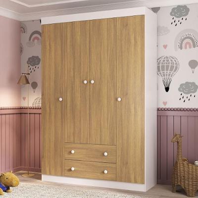 Guarda-roupa Infantil 122cm 4 Portas E 2 Gavetas Encanto Multimóveis Mp4448 Branco/madeirado Branco/madeirado