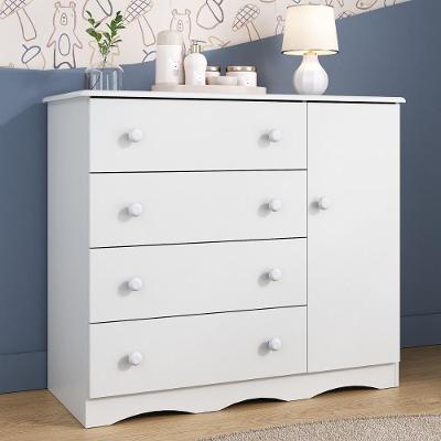 Cômoda Infantil 95cm 1 Porta E 4 Gavetas Realeza Multimóveis Mp4454 Branco Branco