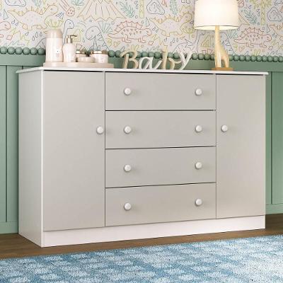 Cômoda Infantil 125cm 2 Portas E 4 Gavetas Encanto Multimóveis Mp4450 Branco/off White Branco/off White