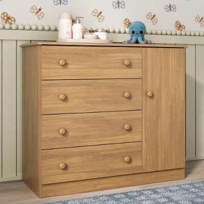 Cômoda Infantil 95cm 1 Porta E 4 Gavetas Encanto Multimóveis Mp4449 Madeirado Madeirado