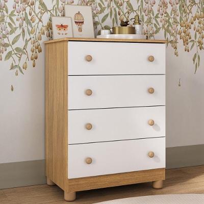 Cômoda Infantil 65cm Com 4 Gavetas Allegra Multimóveis Mp4421 Madeirado/branco Madeirado/branco