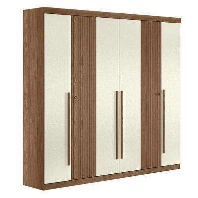 Guarda Roupa Casal Ripado 6 Portas Buriti Jatobá Areia Acetinado - Santos Andirá