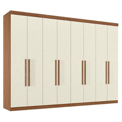 Guarda Roupa Casal 8 Portas 4 Gavetas Master New Jatobá Areia Acetinado - Santos Andirá