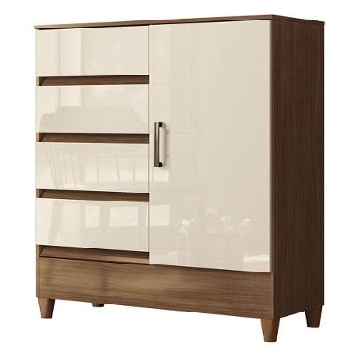 Comoda 1 Portas 4 Gavetas Fit Jequitibá Off Acetinado - Santos Andirá