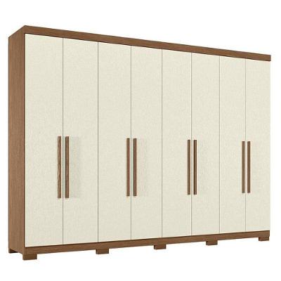 Guarda Roupa Casal 8 Portas 4 Gavetas Master New Jatobá Areia Acetinado Com Pés - Santos Andirá