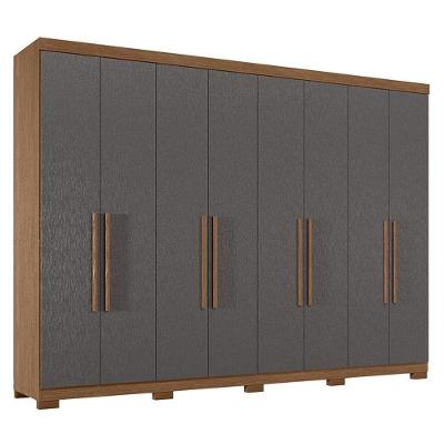Guarda Roupa Casal 8 Portas 4 Gavetas Master New Jatobá Grafite Acetinado Com Pés - Santos Andirá