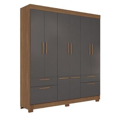 Guarda Roupa Casal 8 Portas Curitiba Jatobá Grafite - Santos Andirá