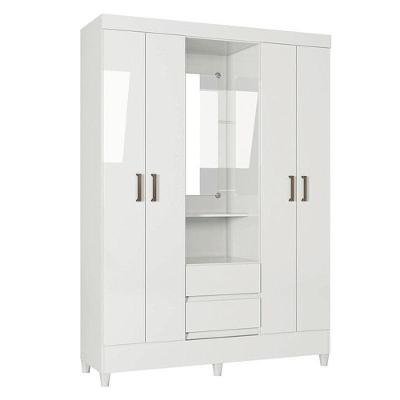 Guarda Roupa Solteiro 4 Portas Com Pés Capelinha Fit Branco Brilho - Santos Andirá