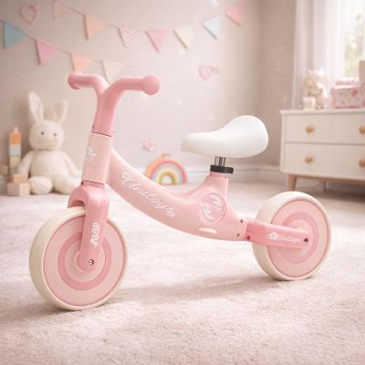Bicicleta Equilíbrio Infantil Sem Pedal Rosa Ajustável 30kg