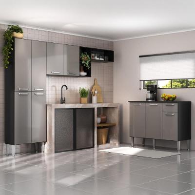 Armário De Cozinha Compacta Modulada Versatile Multimóveis Mp2302 Preto/lacca Fumê Preto/lacca Fumê