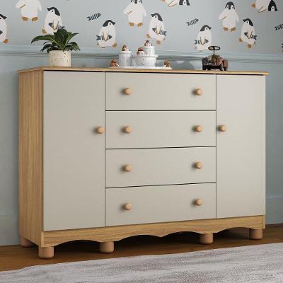 Cômoda Infantil 125cm 2 Portas E 4 Gavetas Dengo Multimóveis Mp4440 Madeirado/off White Madeirado/off White