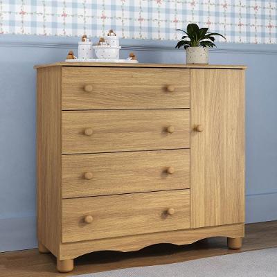 Cômoda Infantil 95cm 1 Porta E 4 Gavetas Dengo Multimóveis Mp4439 Madeirado Madeirado