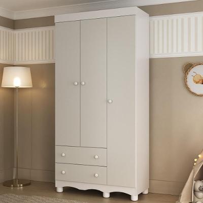 Guarda-roupa Infantil 92cm 3 Portas E 2 Gavetas Dengo Multimóveis Mp4437 Branco/off White Branco/off White