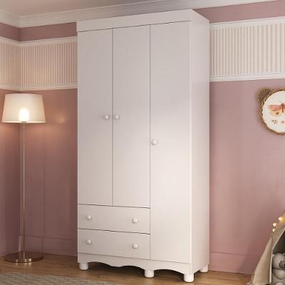 Guarda-roupa Infantil 92cm 3 Portas E 2 Gavetas Dengo Multimóveis Mp4437 Branco Branco