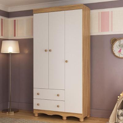 Guarda-roupa Infantil 92cm 3 Portas E 2 Gavetas Dengo Multimóveis Mp4437 Madeirado/branco Madeirado/branco