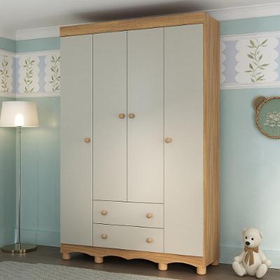 Guarda-roupa Infantil 122cm 4 Portas E 2 Gavetas Dengo Multimóveis Mp4438 Madeirado/off White Madeirado/off White