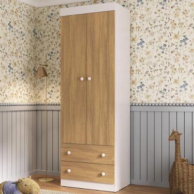 Guarda-roupa Infantil 62cm 2 Portas E 2 Gavetas Encanto Multimóveis Mp4446 Branco/madeirado Branco/madeirado