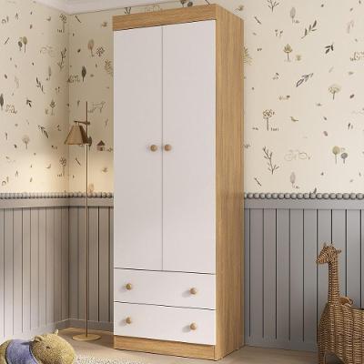 Guarda-roupa Infantil 62cm 2 Portas E 2 Gavetas Encanto Multimóveis Mp4446 Madeirado/branco Madeirado/branco