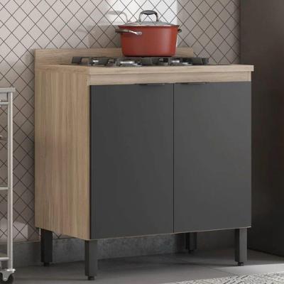 Balcão Firenze Cooktop 2 Portas 80cm Com Tampo Avena Grafito - Demobile