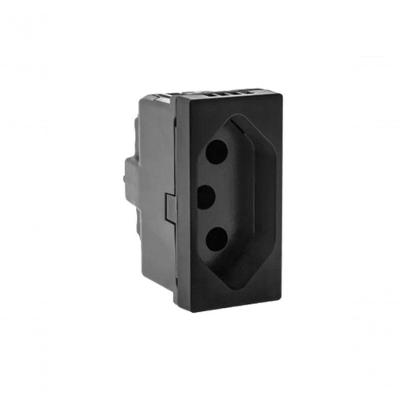 Tomada 2p+t 10a 250v B. Automatico 1m Preta 615038pt