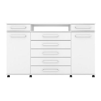Cômoda de Quarto London 7 Gavetas em MDF com Puxador Plástico Branco