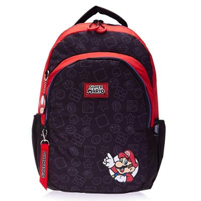 Mochila Costas Infantil Menino Super Mario Bros Marrom Preto
